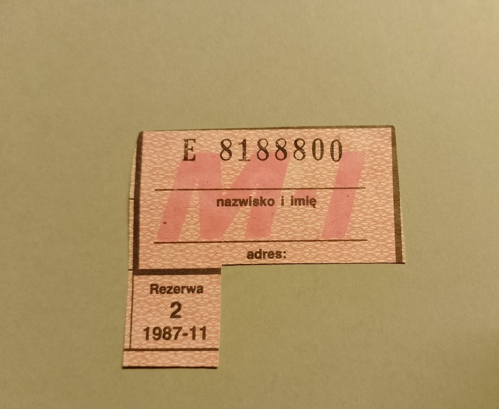 KARTKI żywnościowe, zaopatrzenia M-I z kuponami rezerwy 1987 r., 9 szt