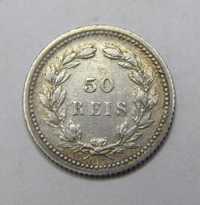 1893 Portugal 50 Reis Coin