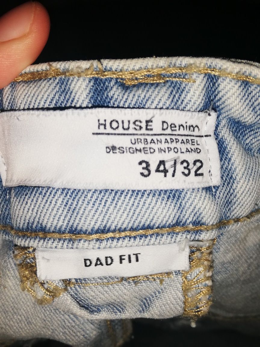 34/32 jeansy spodnie dad fit House niebieskie