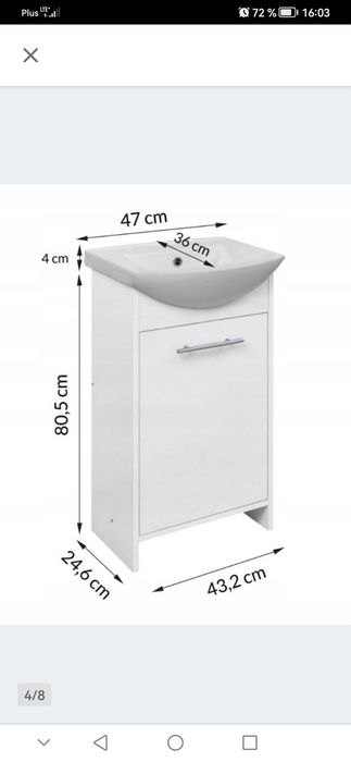 Szafa łazienkowa z umywalką i bateria