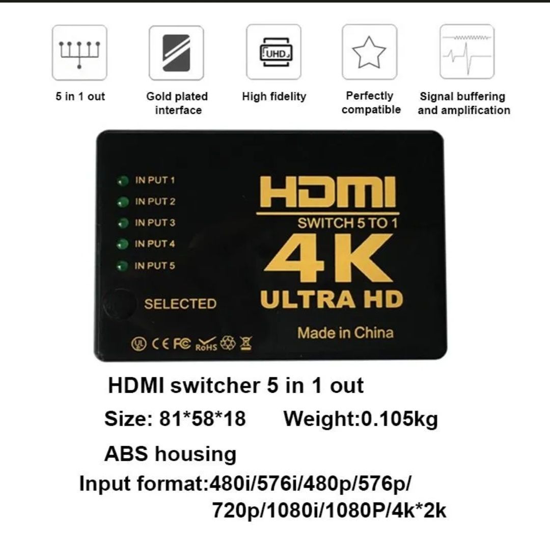 HDMI switch 5х1 (5-портовий перемикач), SY-501