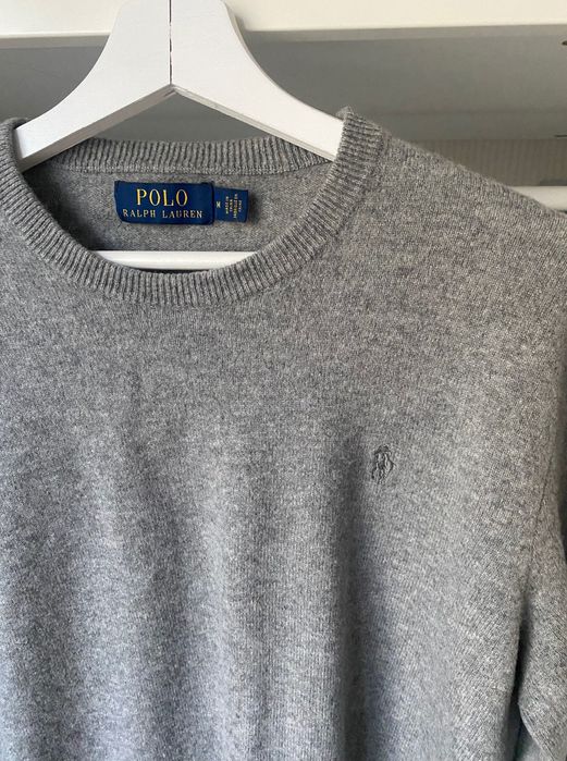 Szary puchaty sweter męski S M 38 100% Merino