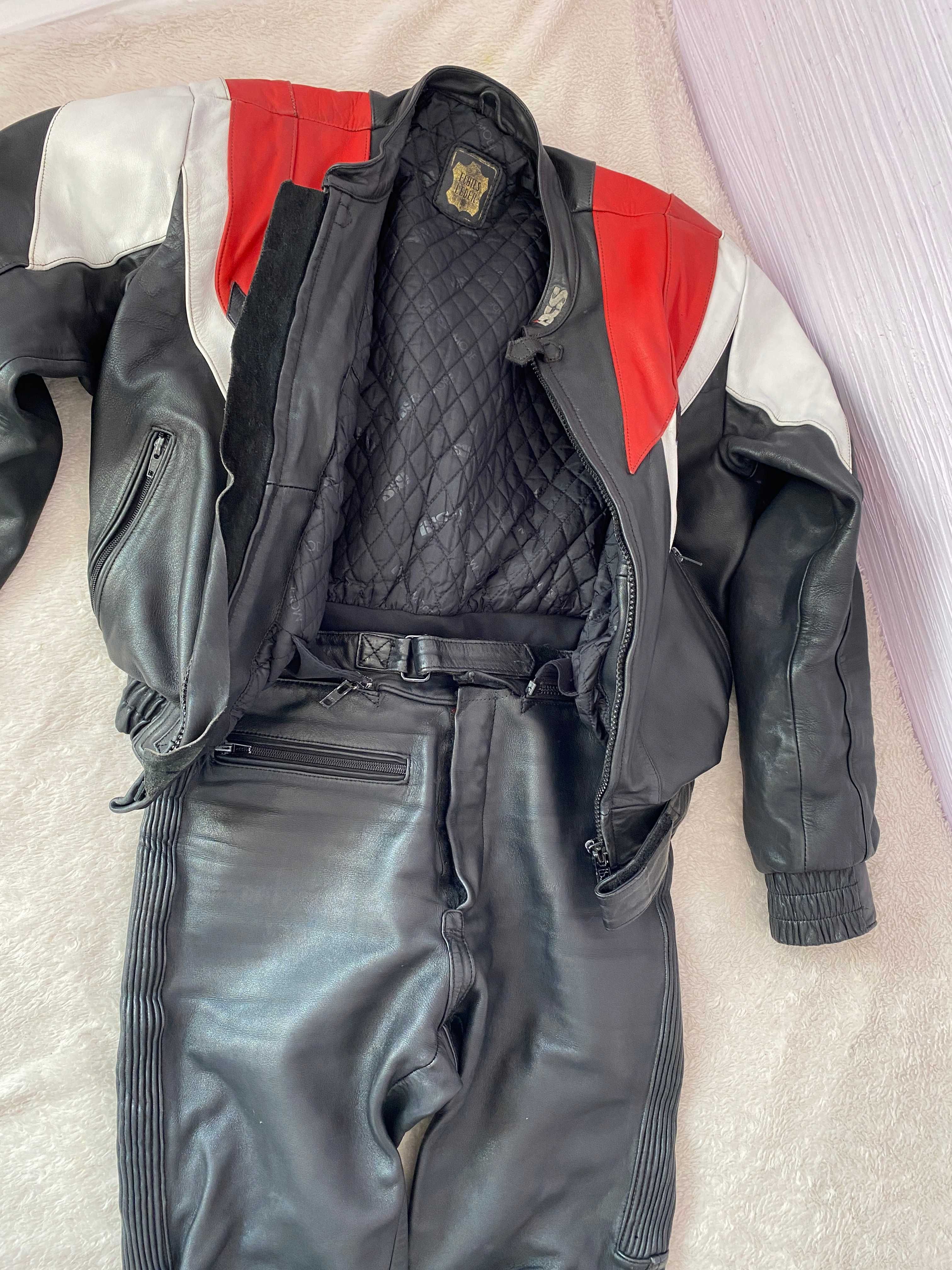 ixs flame кожаный мотокостюм комбинезон мото штаны и куртка р М