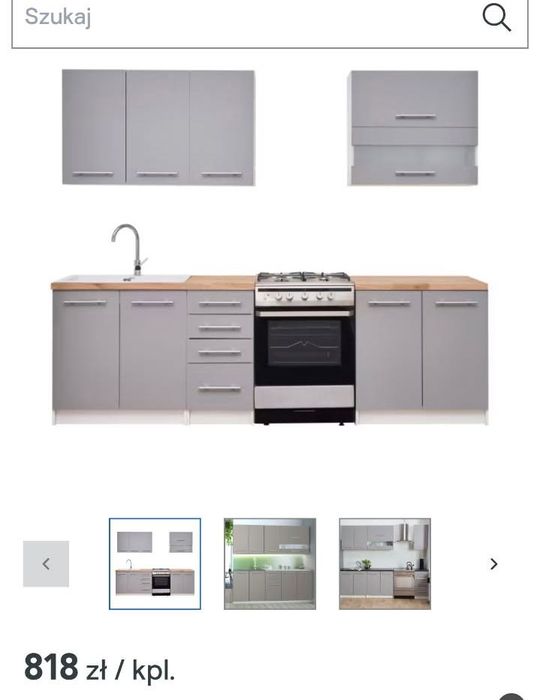 Meble kuchenne, blat, bateria i umywalka