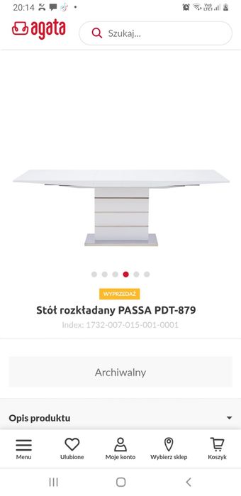 Stol bialy połysk rozkładany.