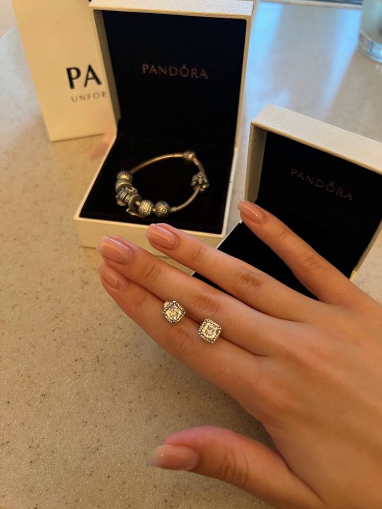 Серьги Pandora, сережки серебряные , Пандора
