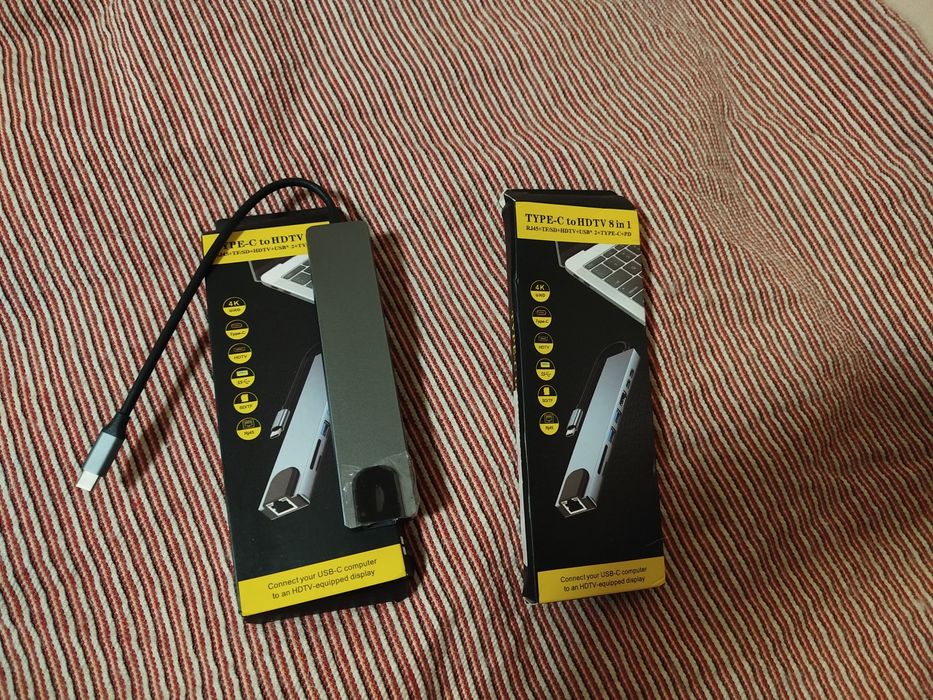 USB-HUB (концентратор) 8 в 1 USB Type C (PD/USD/HDMI/RJ-45/TF/SD/USB)