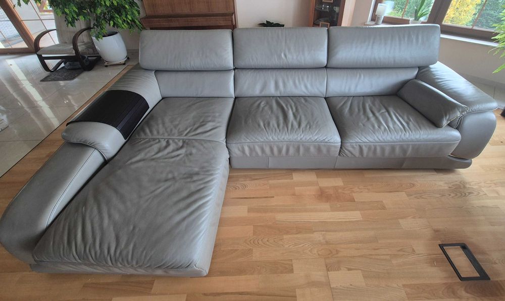 Komplet narożnik + dwa fotele, skóra, firma KLER