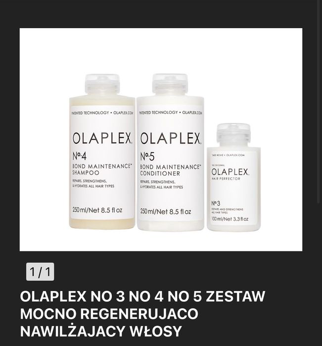 Olaplex zestaw, mocno regenerujący.