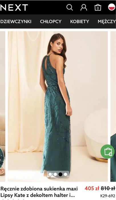 Piekna sukienka na studniowke wesele z cekinami dluga butelkowa zielen