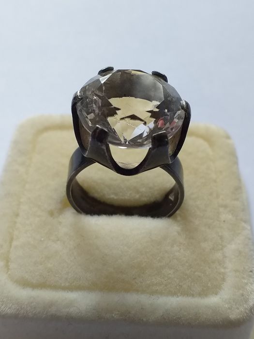 Stary srebrny pierścionek pierścień kryształ srebro 835.Rękodzieło