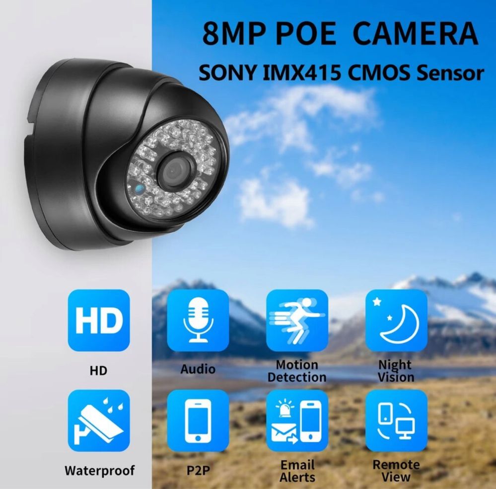Вулична камера Gadinan 4K 8MP Ultra HD H.265 POE IP
