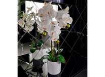 Sztuczny storczyk w doniczce duży wysoka biała orchidea 70cm