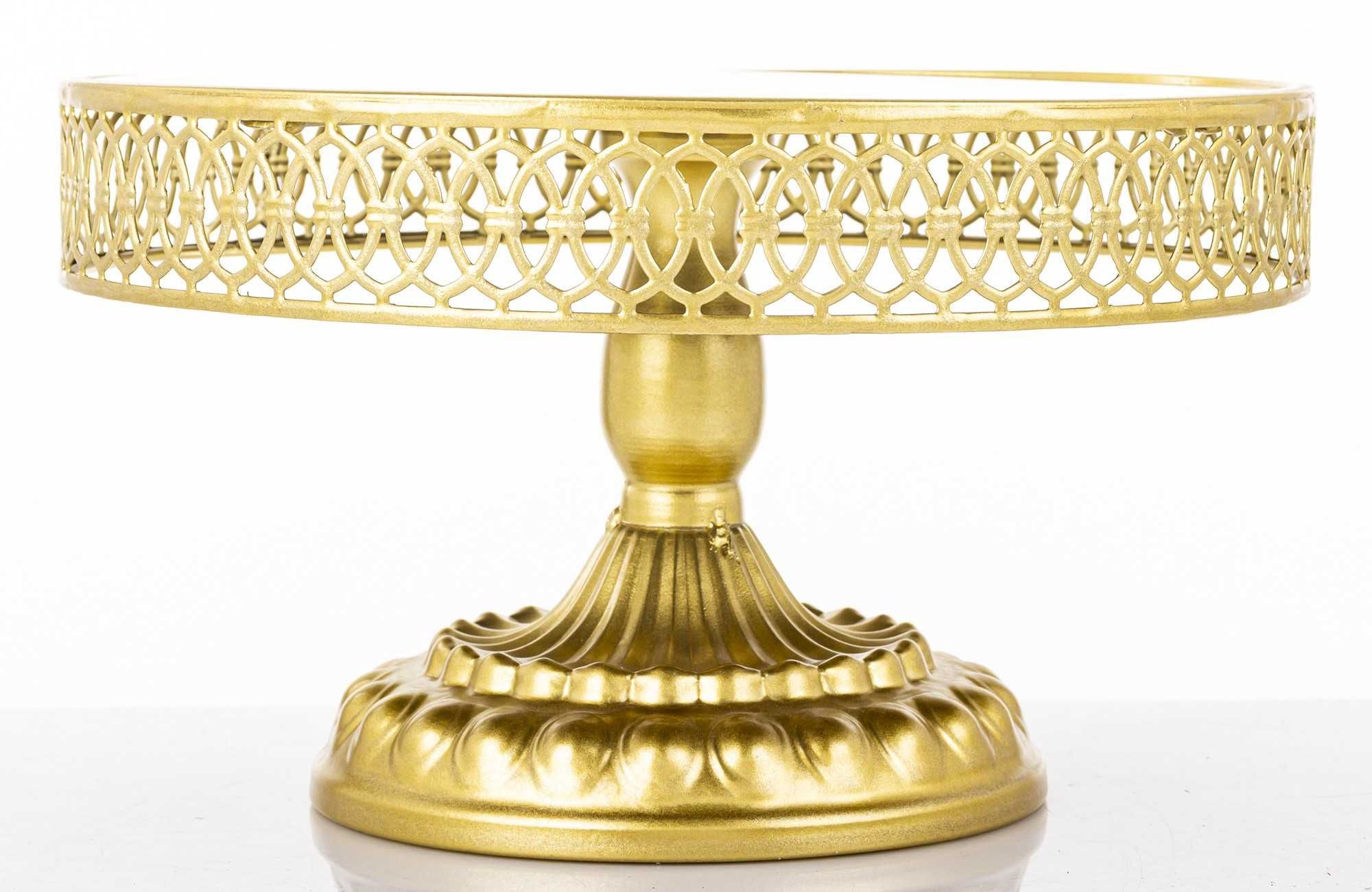 Patera taca złota metalowa 15x26 cm szklana glamour dekoracja pałacowa