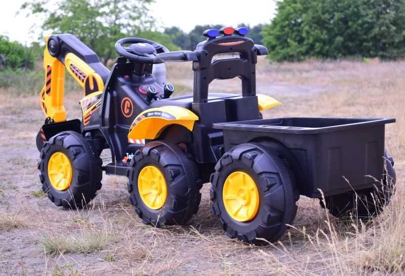 Autko traktor KOPARKA NA AKUMULATOR Z PRZYCZEPĄ jeździk pojazd pilot