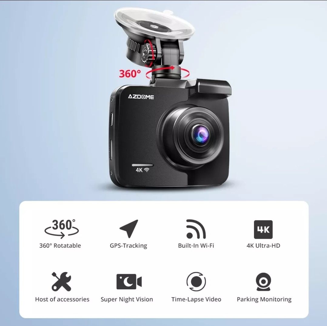 AZDOME 4K/2160P Dashcam GPS WiFi ADAS Kamera Auto DVR Recorder Nachtsi