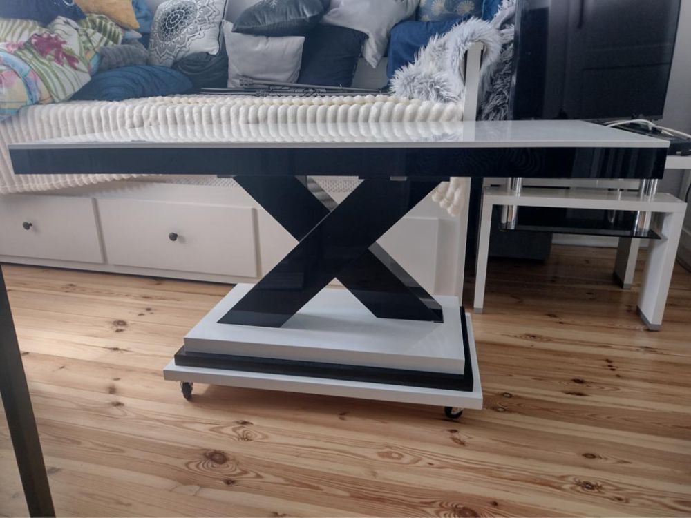Ława 120x60 biało-czarna