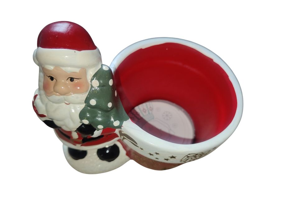 Piękna dekoracja świąteczna Merry Christmas mała doniczka z mikołajek