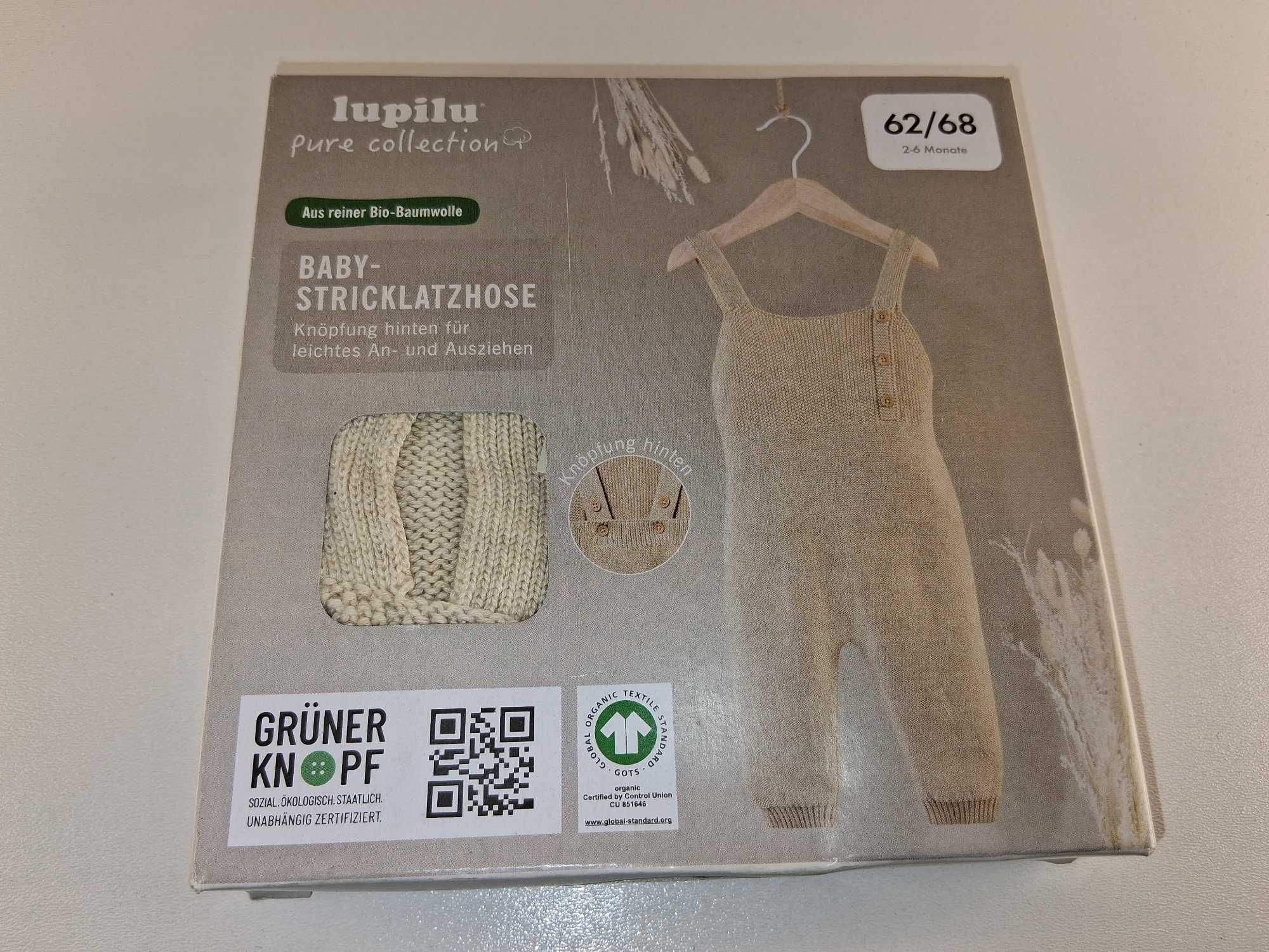 A031 Baby Spodnie Ogrodniczki Lupilu Pure Collection Rozmiar 62/68