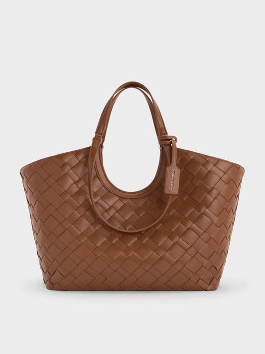 Сумка Charles & Keith Women's Brown Ivette Woven Tote Bag