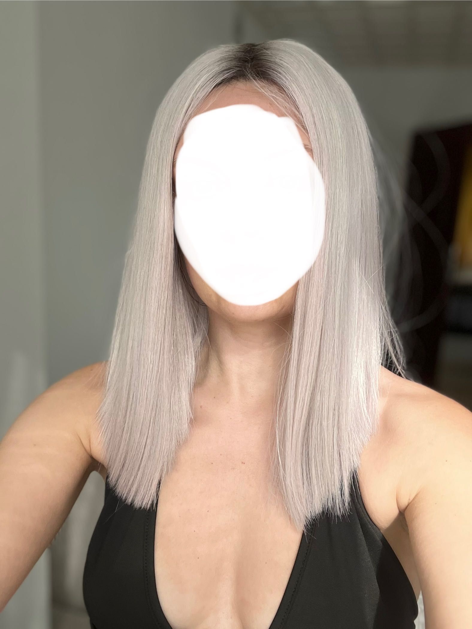 Peruka szara siwa long bob lace front