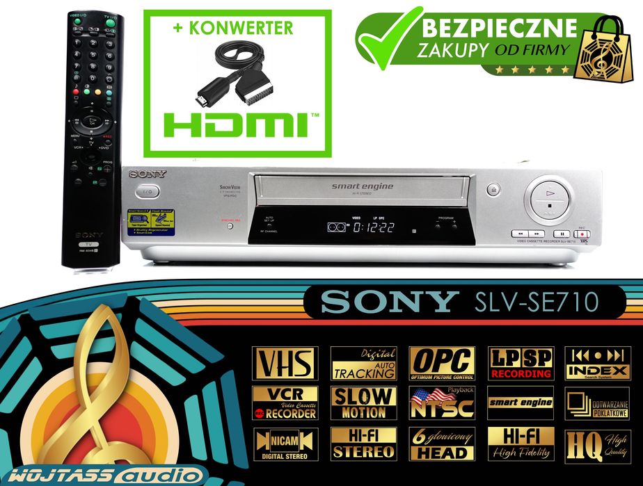 Magnetowid VCR SONY SLV-SE710 VHS 6-gł Hi-Fi Index NTSC LP/SP + HDMI