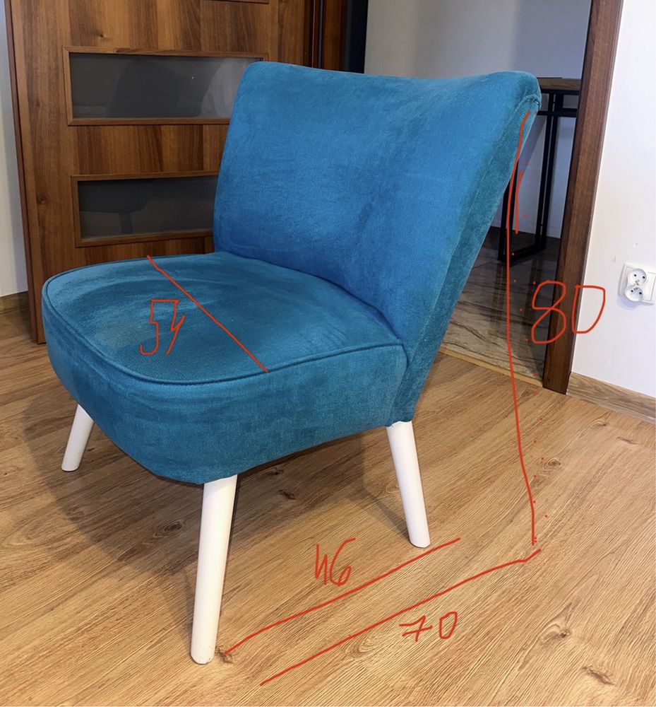 niebieski granatowy fotel krzeslo