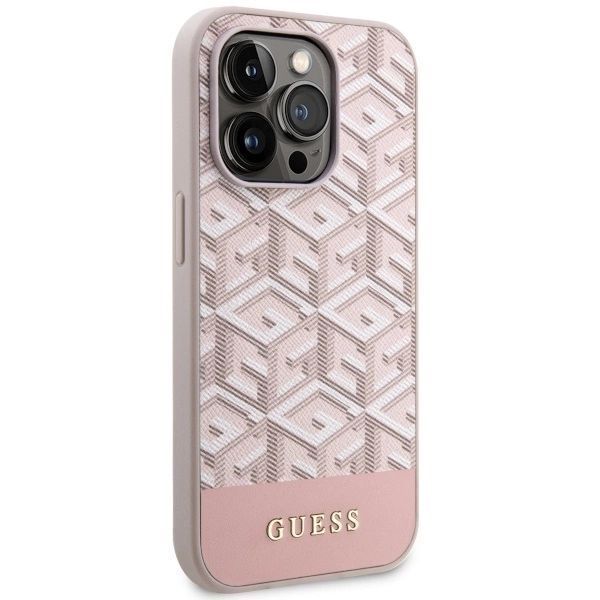 Etui Guess Gcube Stripes Magsafe Na Iphone 14 Pro - Różowe