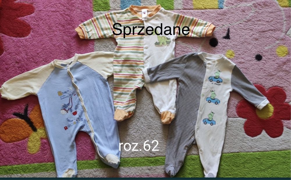 Śpiochy 3 pary- dla niemowlaka roz.62