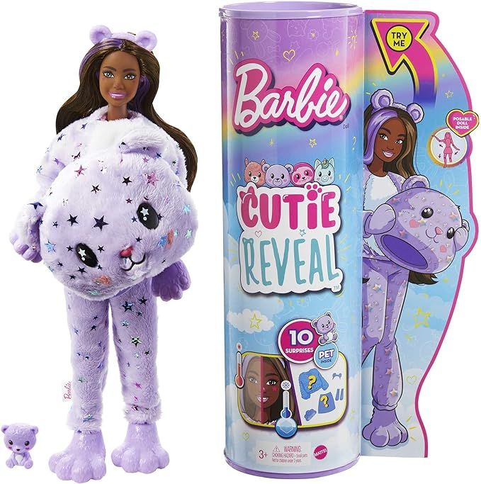 Barbie HJL57 lalka Cutie Reveal w kostiumie pluszowym, od 3 roku życia