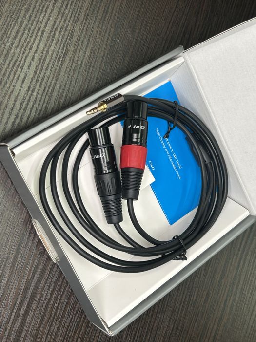 Аудіокабель J&D — 3.5 мм Jack 2× XLR (червоний/чорний)