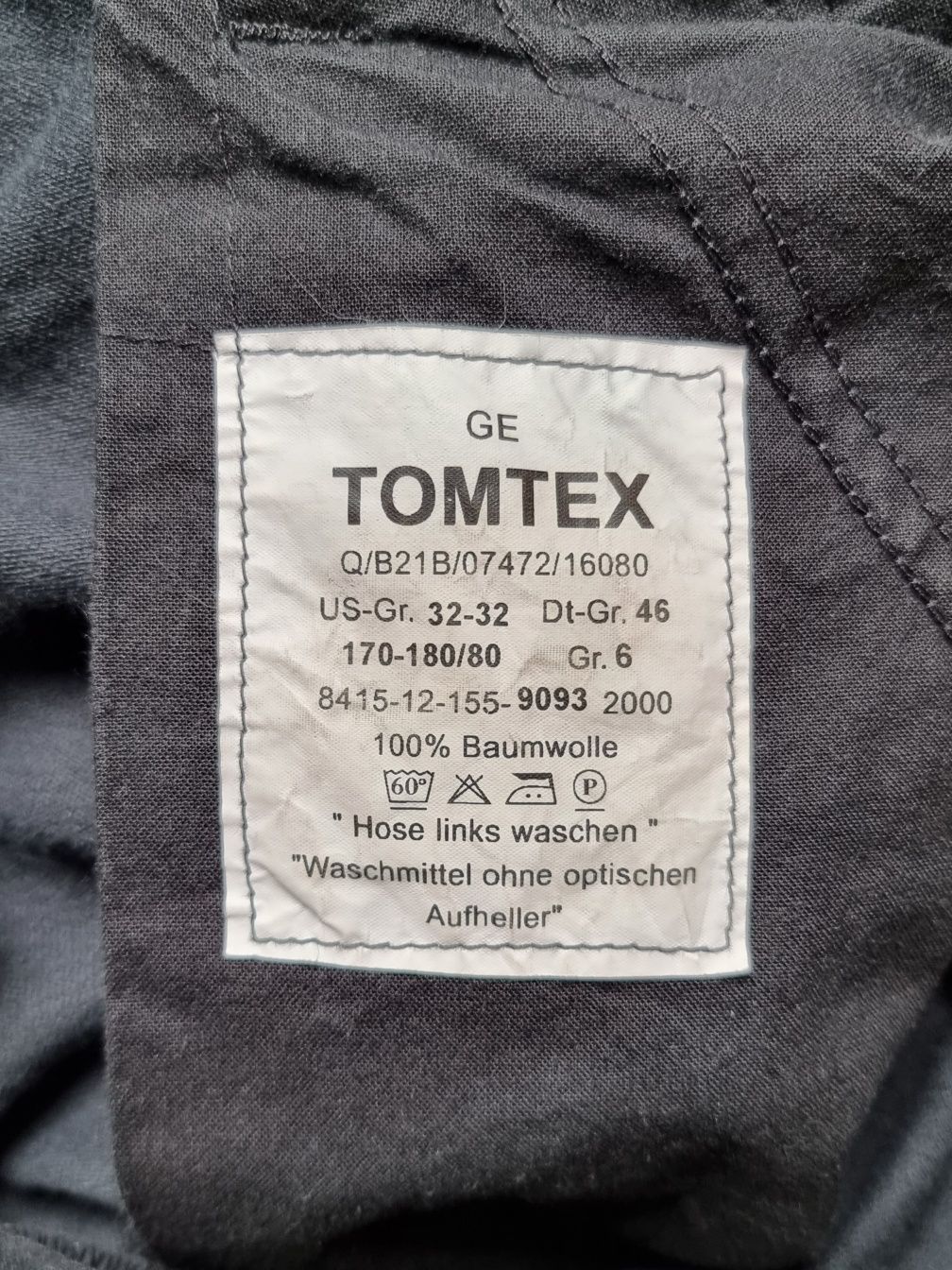 spodnie moleskin - czarne, Gr 6, Bundeswehr, 2000r