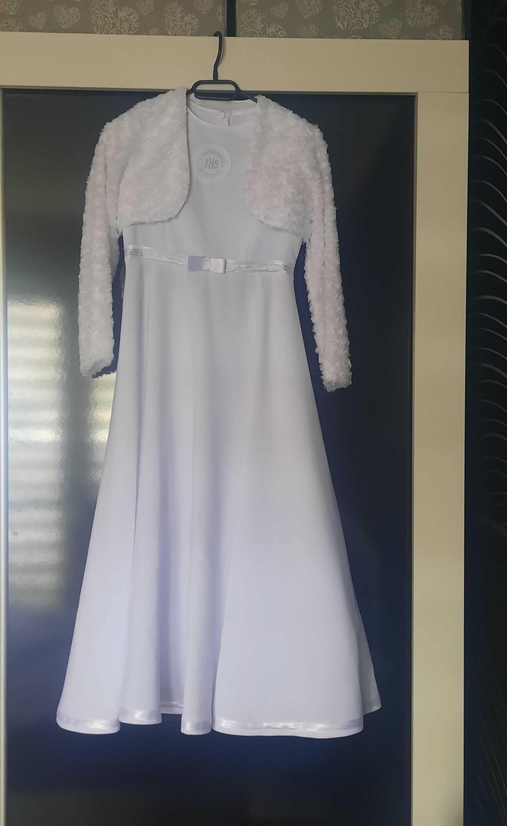 Sukienka komunijna 140-146cm + bolerko