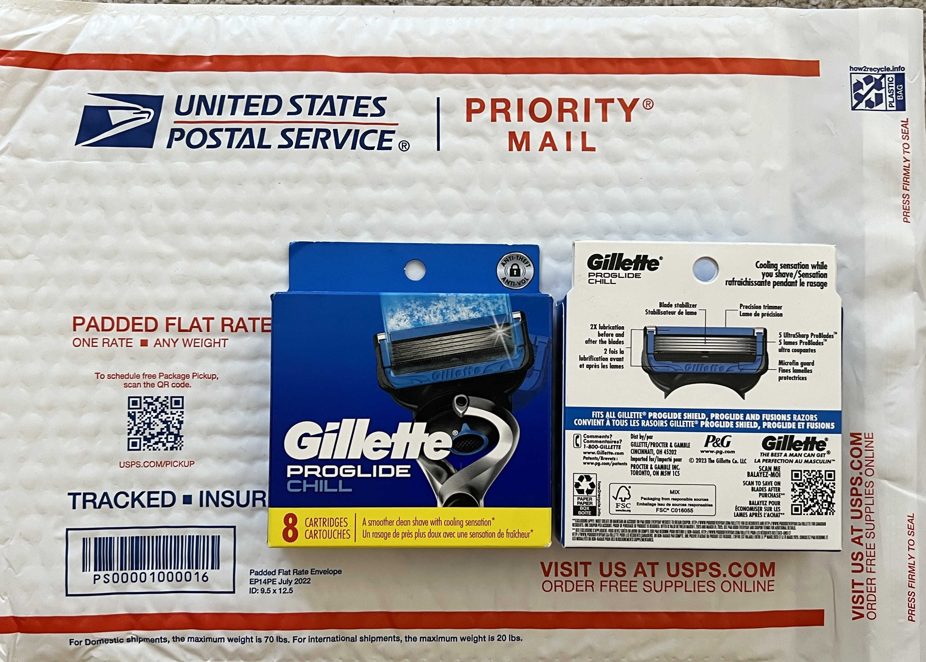 Оригинал США Gillette Fusion PROGLIDE Chill 4шт лезвия Skinguard