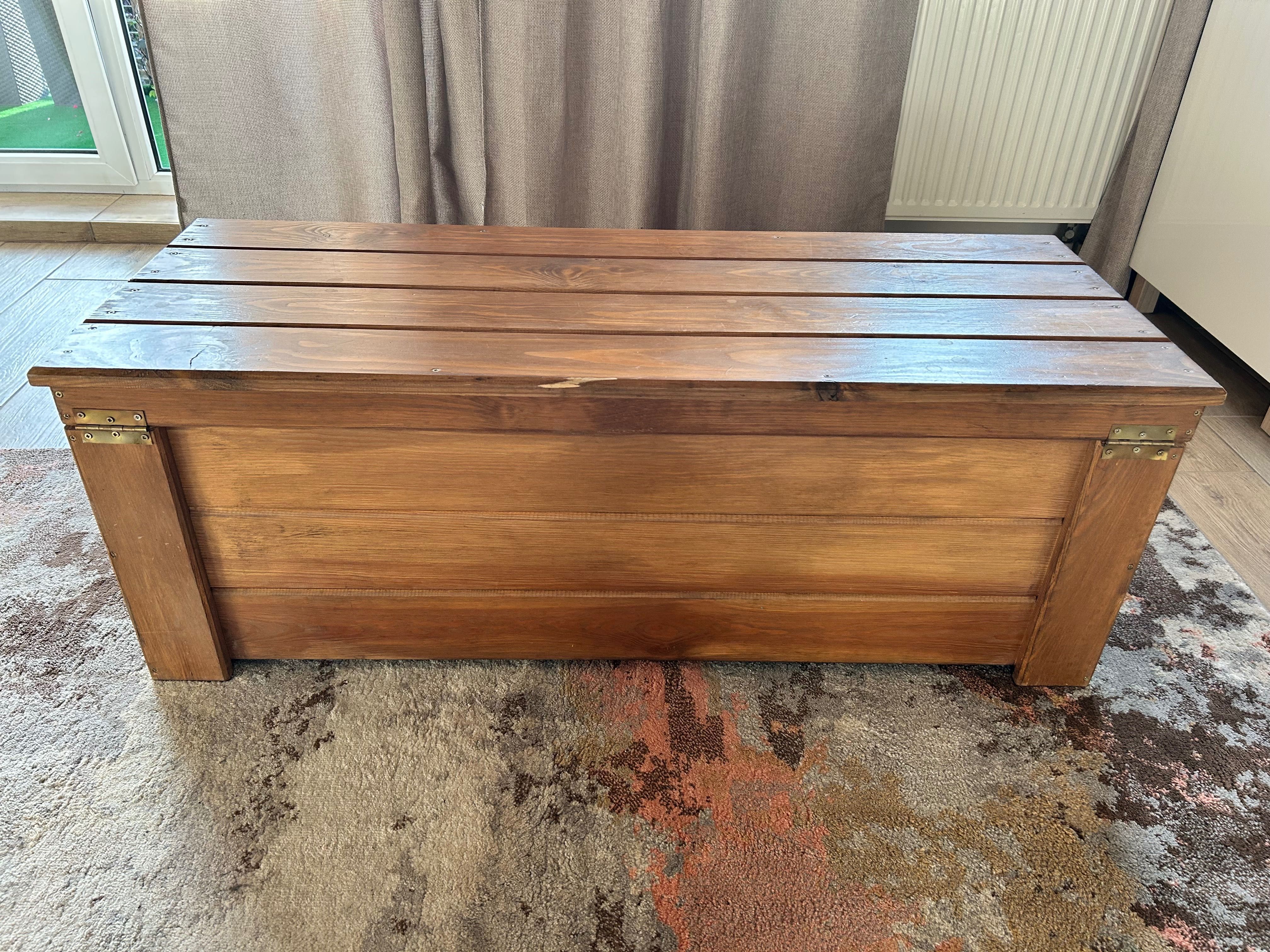 Kufer drewniany duży, skrzynia 121 x 47 x 44 cm