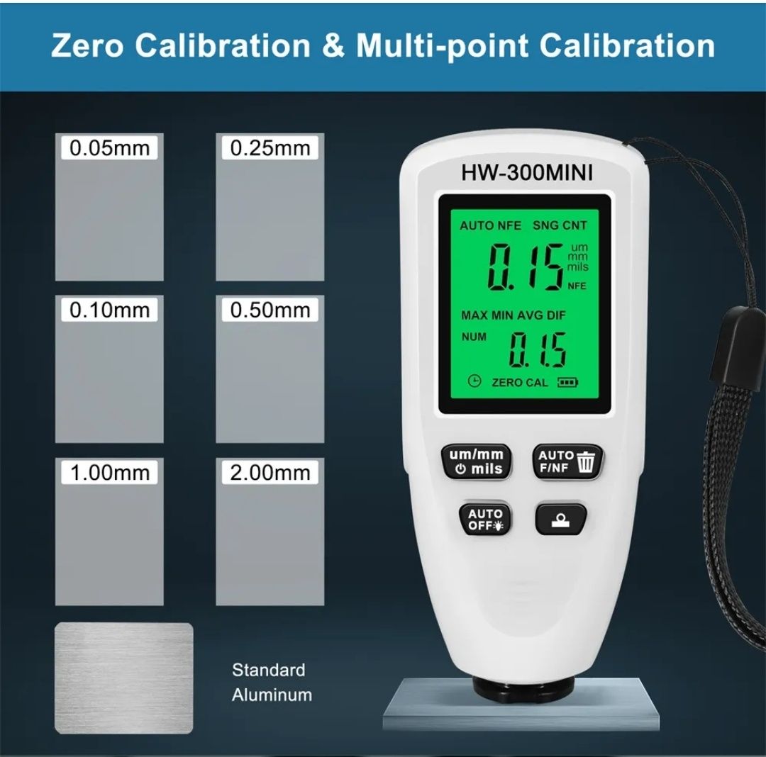 Толщиномер HW-300 mini, измеритель лакокрасочного покрытия. Калибровка