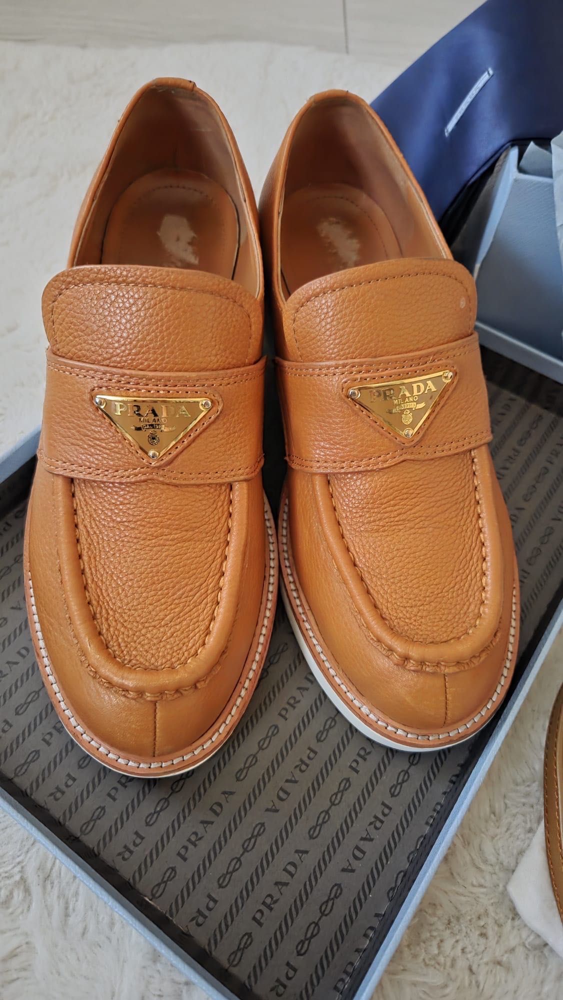 Buty mokasyny Prada brązowe rozmiar 38