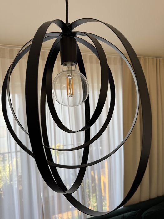 Lampa wisząca, okrągła, czarna