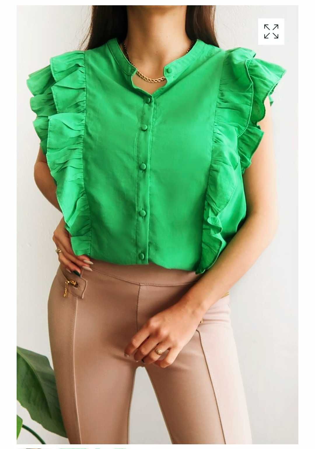 Śliczna zielona bluzka z wiskozy Cropp pasuje na XL- XXL wiosenna