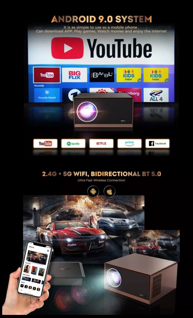 Проектор XIDU PHILBEAM S1 4k 12000lm smart tv android телевизор киноте