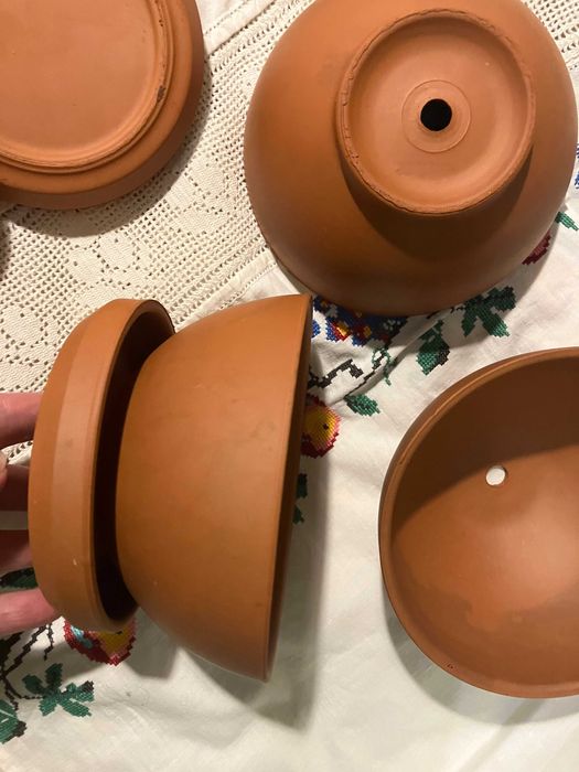 Горщики для фіалок з підвазонниками.2 штуки. Глина. Кераміка.Терракота