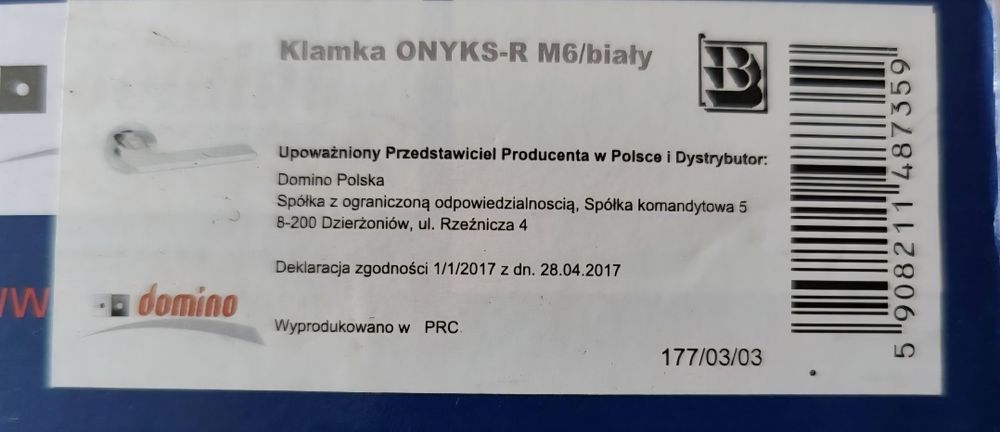 Klamki do drzwi wewnętrznych uszkodzone