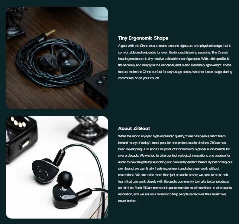 ⇒ ZiiGaat Cinno (black) - гибридные пятидрайверные наушники (1DD+4BA)