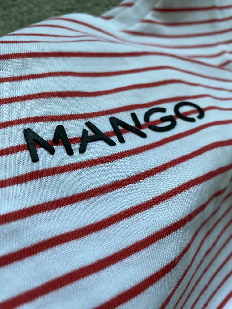 ФІутболка Mango в смужку, футболка в полоску лого, футболка оригінал