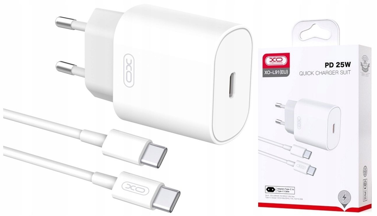 Ładowarka Sieciowa Fast 25W Usb C + Kabel Usb-C Qc