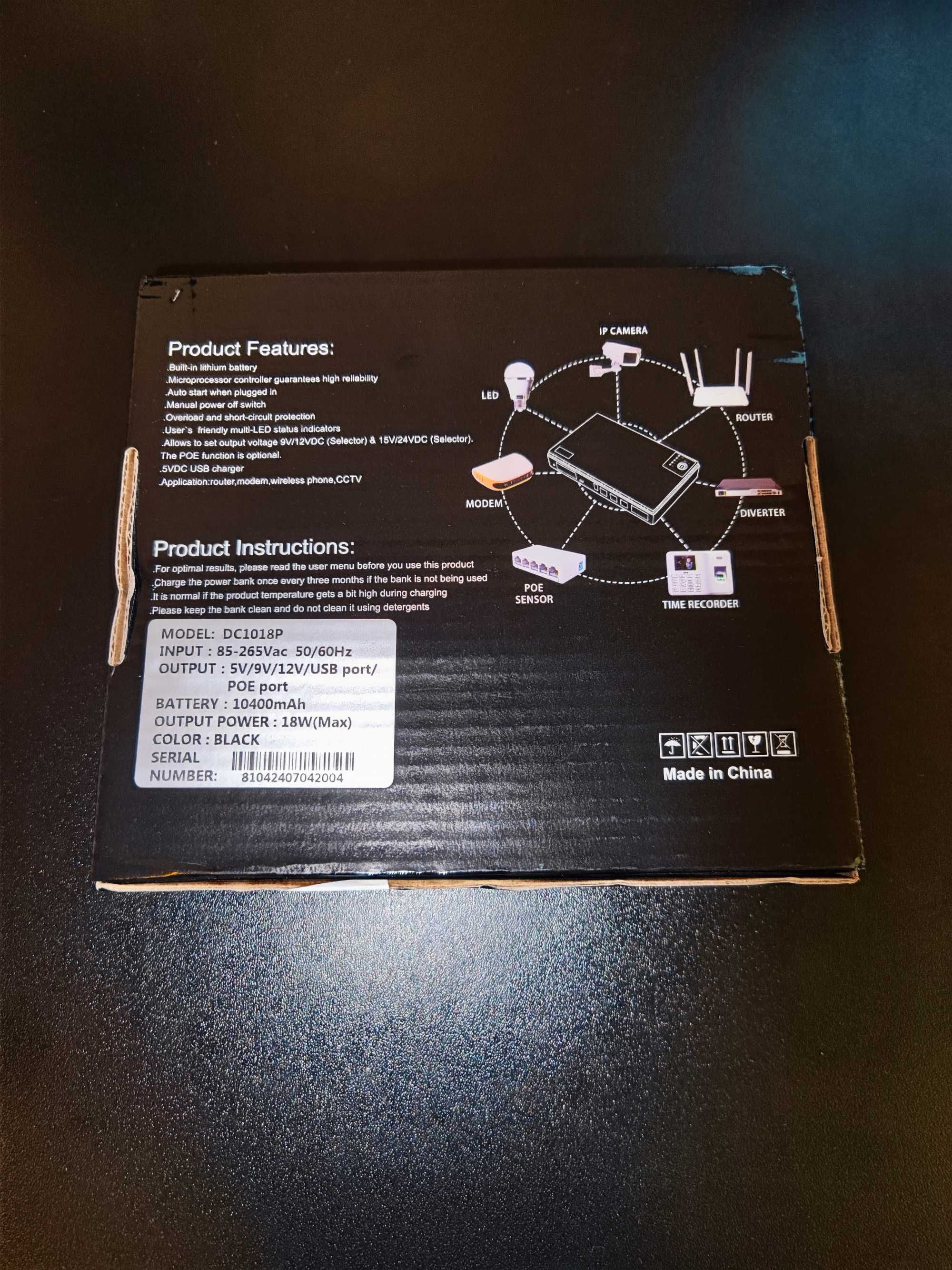 ДБЖ для роутера Mini UPS 10400 mAh 18W DC 5V/9V/12V