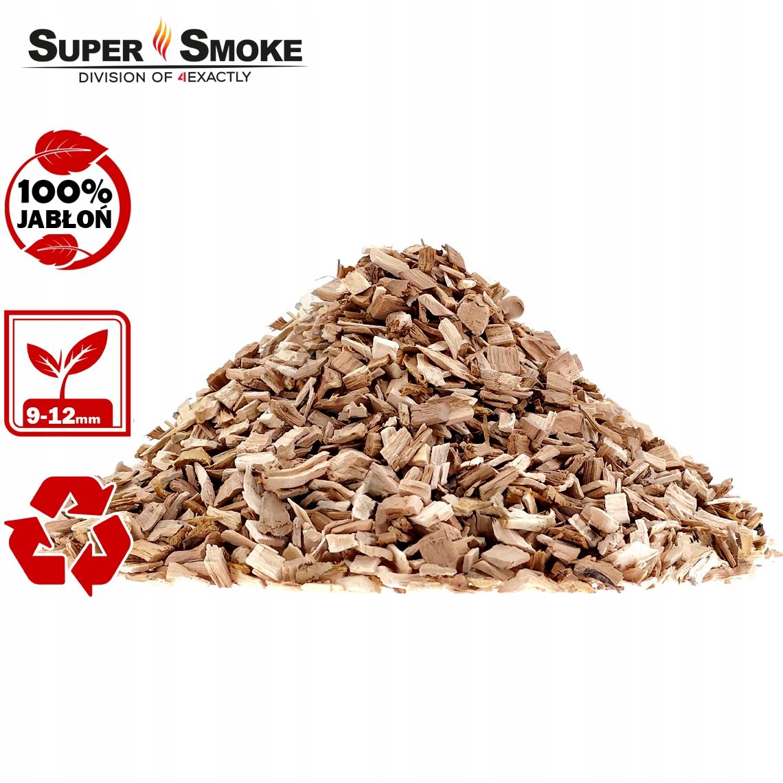 Zrębki Wędzarnicze Super Smoke JABŁOŃ KL-10 (9-12mm) Large 8 Litrów