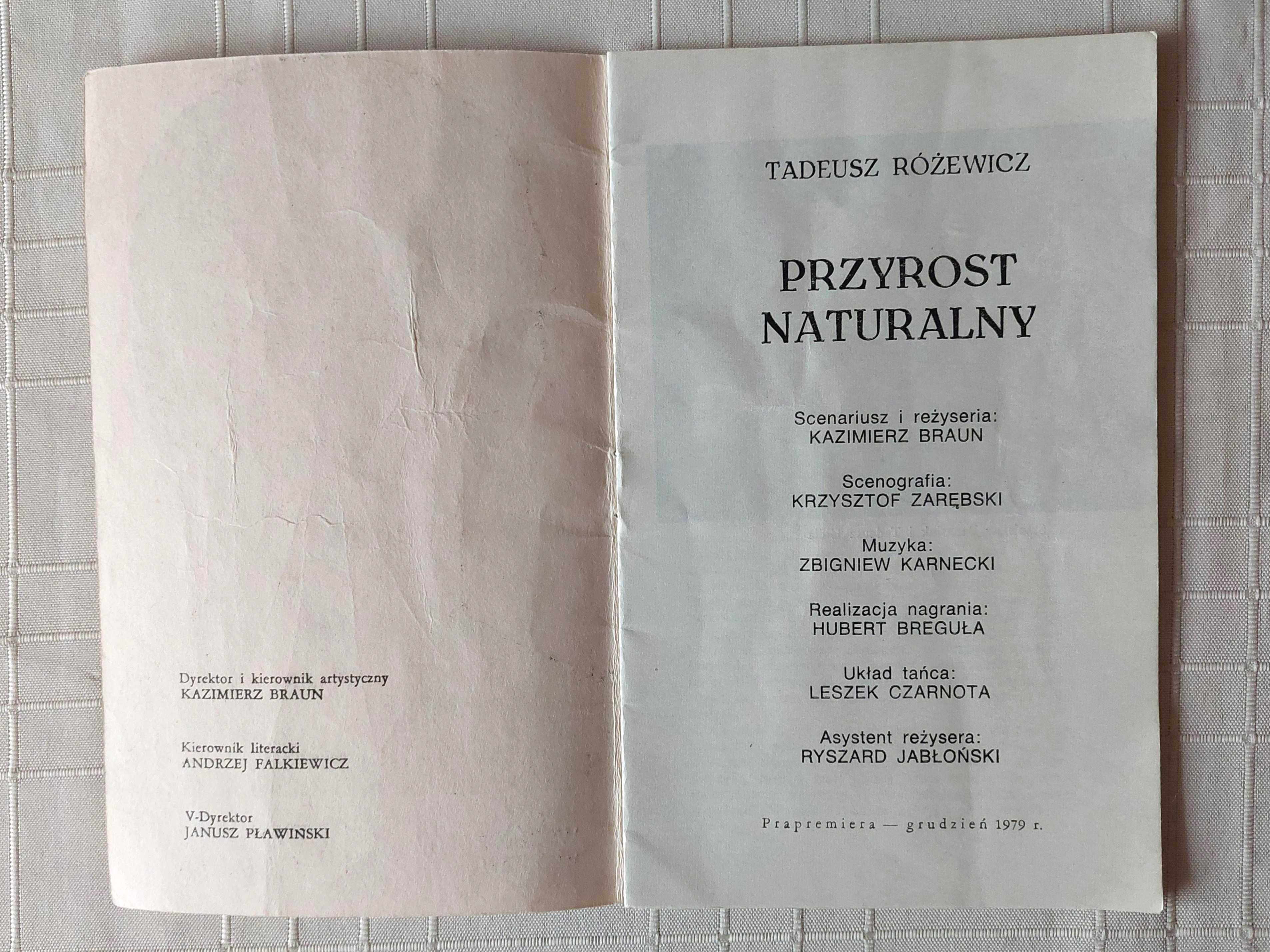 Program teatralny - "Przyrost Naturalny" (Teatr Współczesny Wrocław)