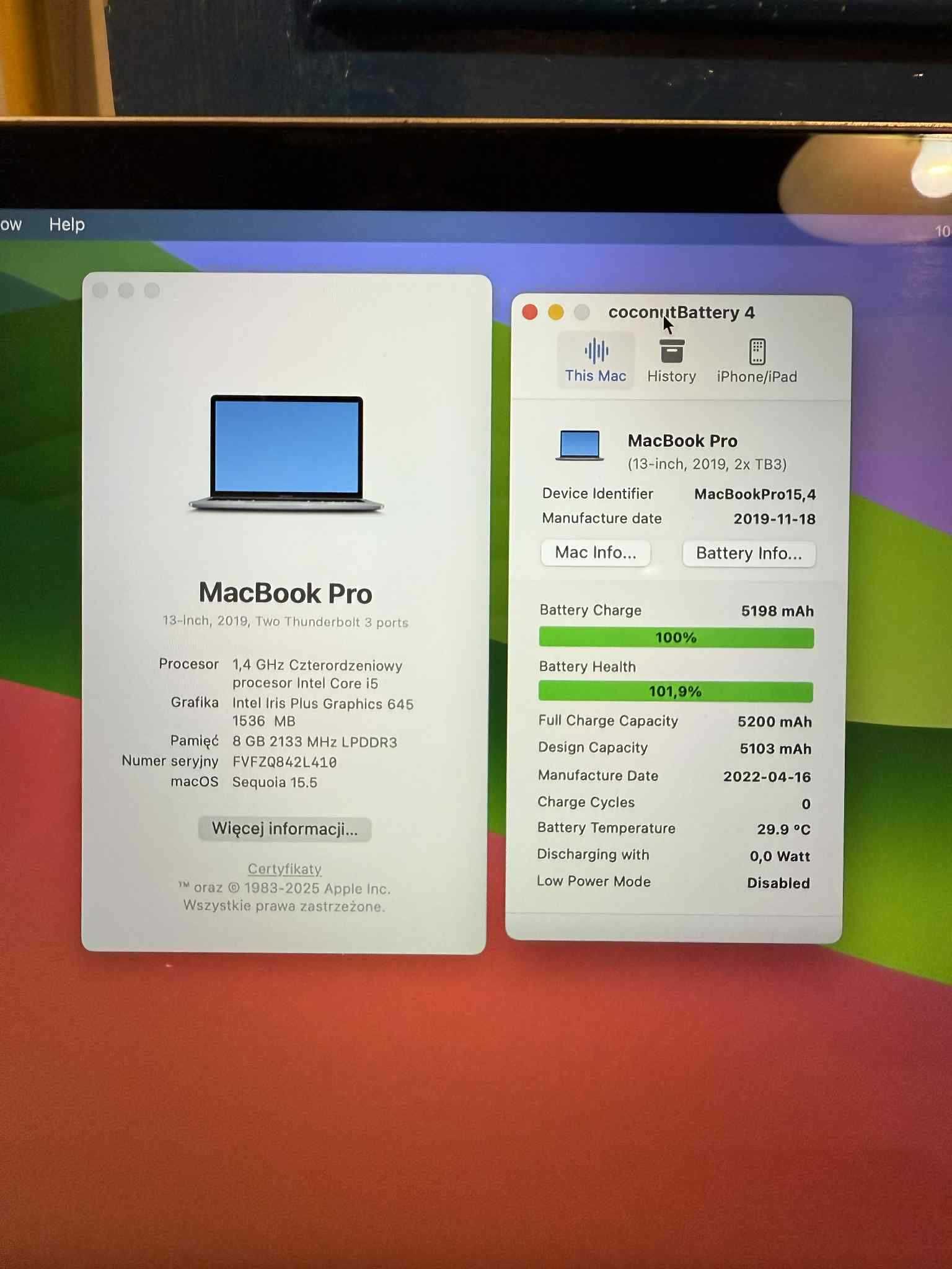 MacBook Pro A2251 i5 4x3,8/16GB/512GB/Iris Plus Graphics NOWA BAT 100%
