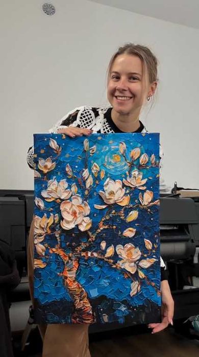 Obraz na płótnie inspirowany van Goghiem Białe kwiaty 40x60